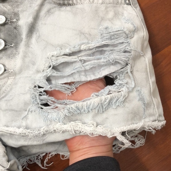 Tularose Emma High Rise Gray Tie Dye Button Fly Shorts Size 25 - Picture 4 of 12